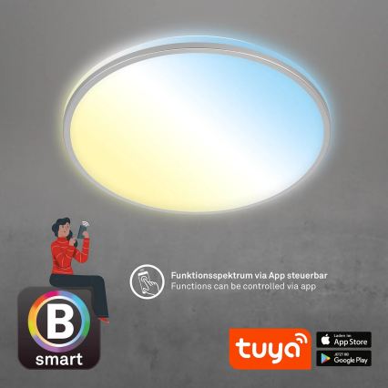 Briloner 3065-014 - Димований LED стельовий світильник IVY LED/42 Вт/230 В Wi‑Fi Tuya, діаметр 49 см + пульт дистанційного керування
