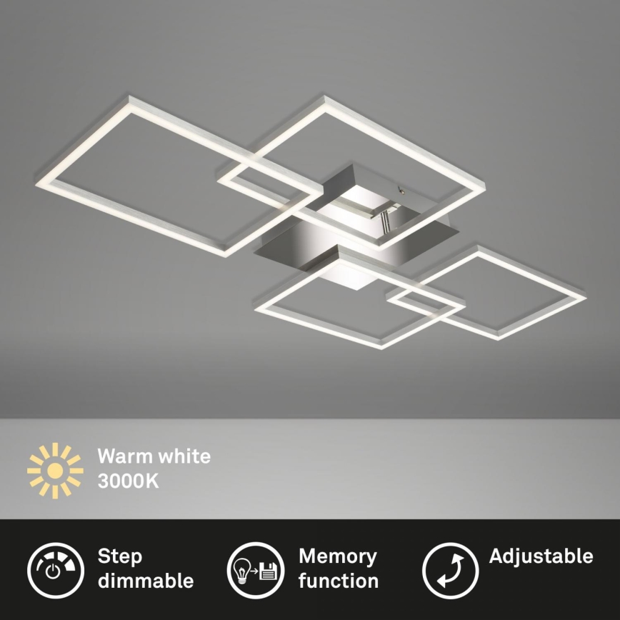 Briloner 3091-018 - Светодиодный потолочный светильник с регулированием яркости FRAME LED/30W/230V блестящий хром