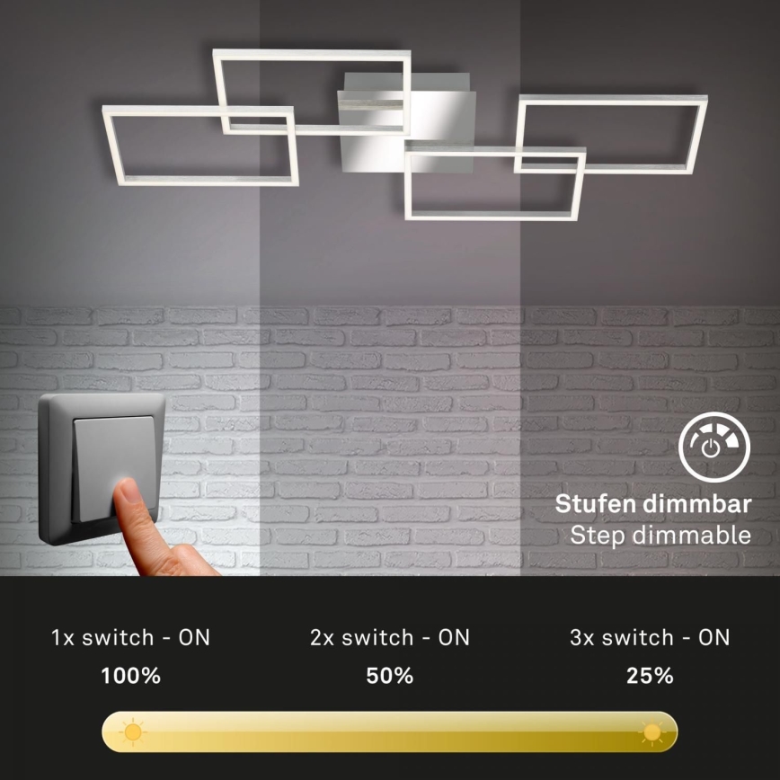 Briloner 3091-018 - Светодиодный потолочный светильник с регулированием яркости FRAME LED/30W/230V блестящий хром