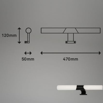 Briloner 3113-115 - Светодиодная подсветка для зеркала в ванной комнате LED/12W/230V IP44 47 см черный
