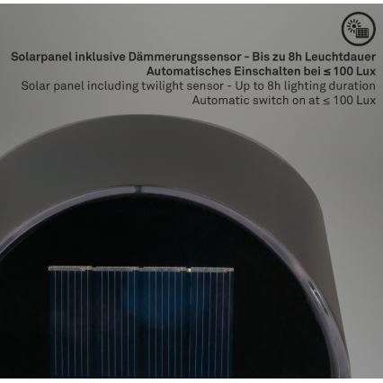 Briloner 3133015 - Світлодіодний настінний світильник на сонячній батареї LED/2W/3,7V IP44 3000K