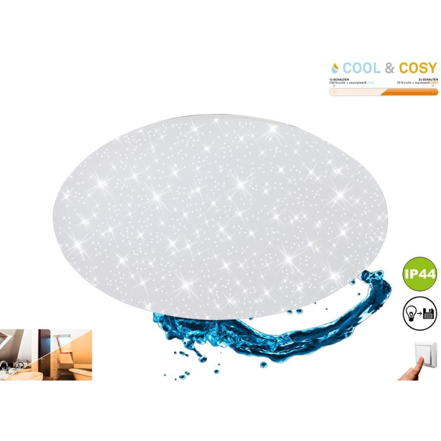 Briloner 3138-016 - Стельовий LED світильник для ванної з регулюванням яскравості COOL&COSY LED/18W/230V 2700/4000K IP44