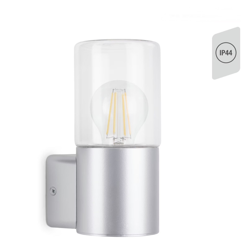 Briloner 320504TF - Вуличний настінний світильник 1xE27/12W/230V IP44 срібний