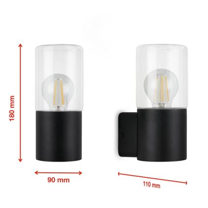 Briloner 320505TF - Вуличний настінний світильник 1xE27/12W/230V IP44 чорний