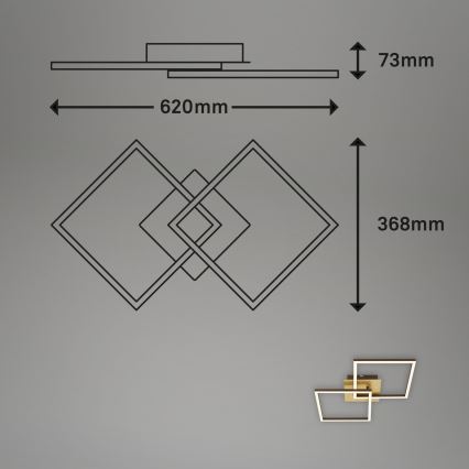 Briloner 3210-017 - Светодиодный потолочный светильник с регулированием яркости FRAME 2xLED/11W/230V золотистый