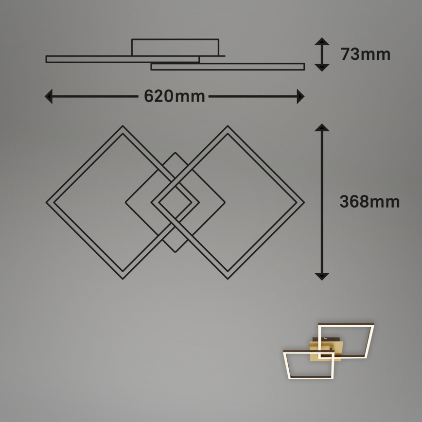 Briloner 3210-017 - Светодиодный потолочный светильник с регулированием яркости FRAME 2xLED/11W/230V золотистый