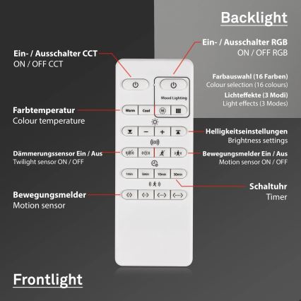 Briloner 3227-015 - Світлодіодний RGB регульований стельовий світильник з сенсором TALENA LED/24W/230V чорний + дистанційне керування