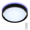 Briloner 3227-015 - LED RGB Стельовий світильник з регулюванням яскравості з датчиком TALENA LED/24W/230V чорний + пульт дистанційного керування