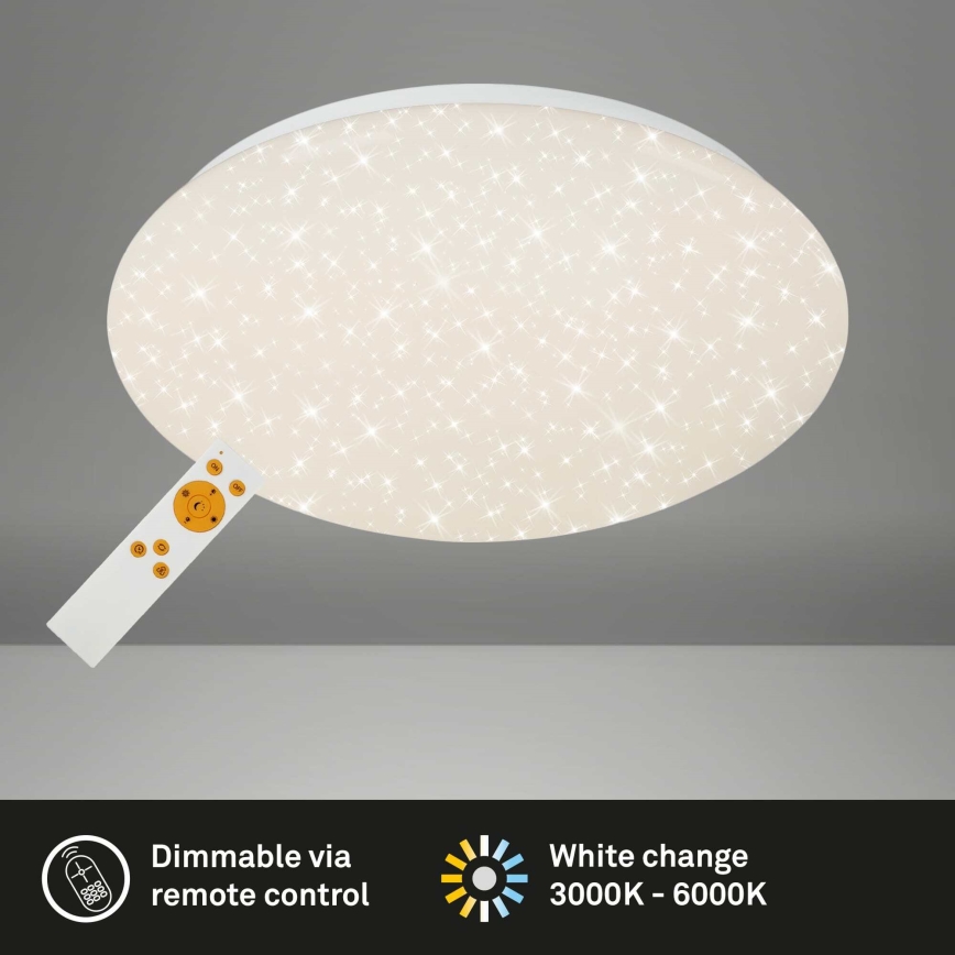 Briloner 3373-016 - LED диммируемый потолочный светильник STARRY LED, 15 Вт, 230 В, 3000–6500 К, Ø 28 см, белый + пульт дистанционного управления