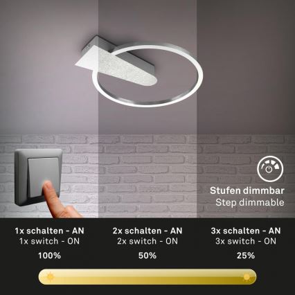 Briloner 3542-018 - Светодиодный потолочный светильник с регулированием яркости NICO LED/12W/230V матовый хром
