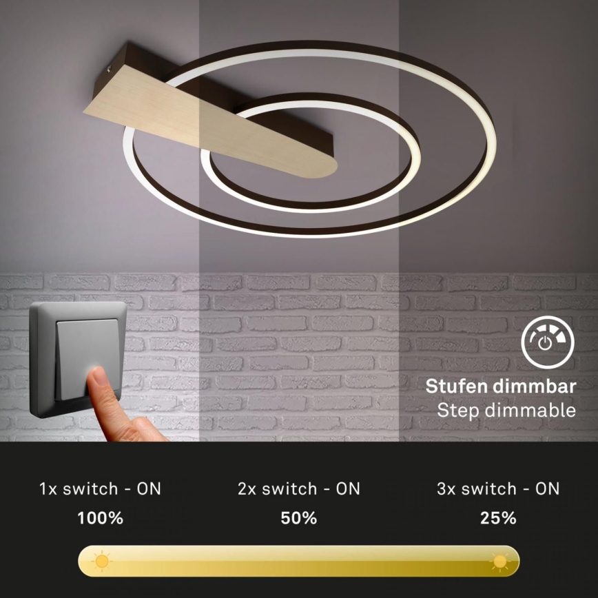 Briloner 3543-017 - Светодиодный потолочный светильник с регулированием яркости NICO LED/25W/230V золотистый