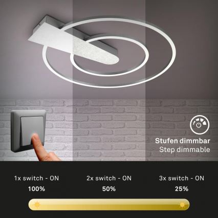 Briloner 3543-018 - Светодиодный потолочный светильник с регулированием яркости NICO LED/25W/230V матовый хром