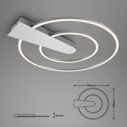 Briloner 3543-018 - Светодиодный потолочный светильник с регулированием яркости NICO LED/25W/230V матовый хром