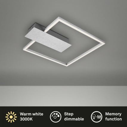 Briloner 3544-018 - Светодиодный потолочный светильник с регулированием яркости NICO LED/12W/230V матовый хром