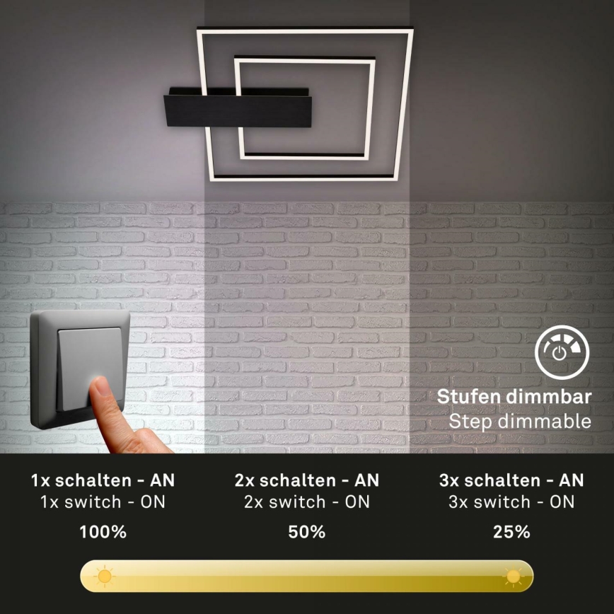 Briloner 3545-015 - Світлодіодний стельовий світильник з регулюванням яскравості NICO LED/25W/230V чорний