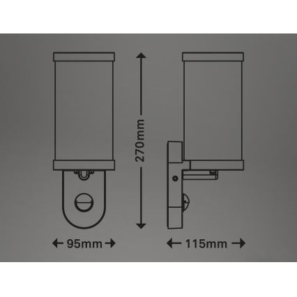 Briloner 3628-016 - Наружный настенный светильник с датчиком KAIRO 1xE27/12W/230V IP44 белый