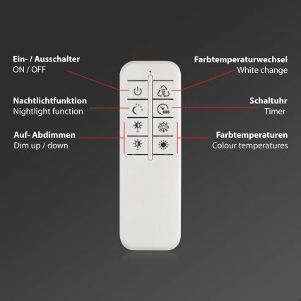 Briloner 3640-012 - Светодиодный потолочный светильник с регулированием яркости LED/25W/230V 2700-6500K + дистанционное управление
