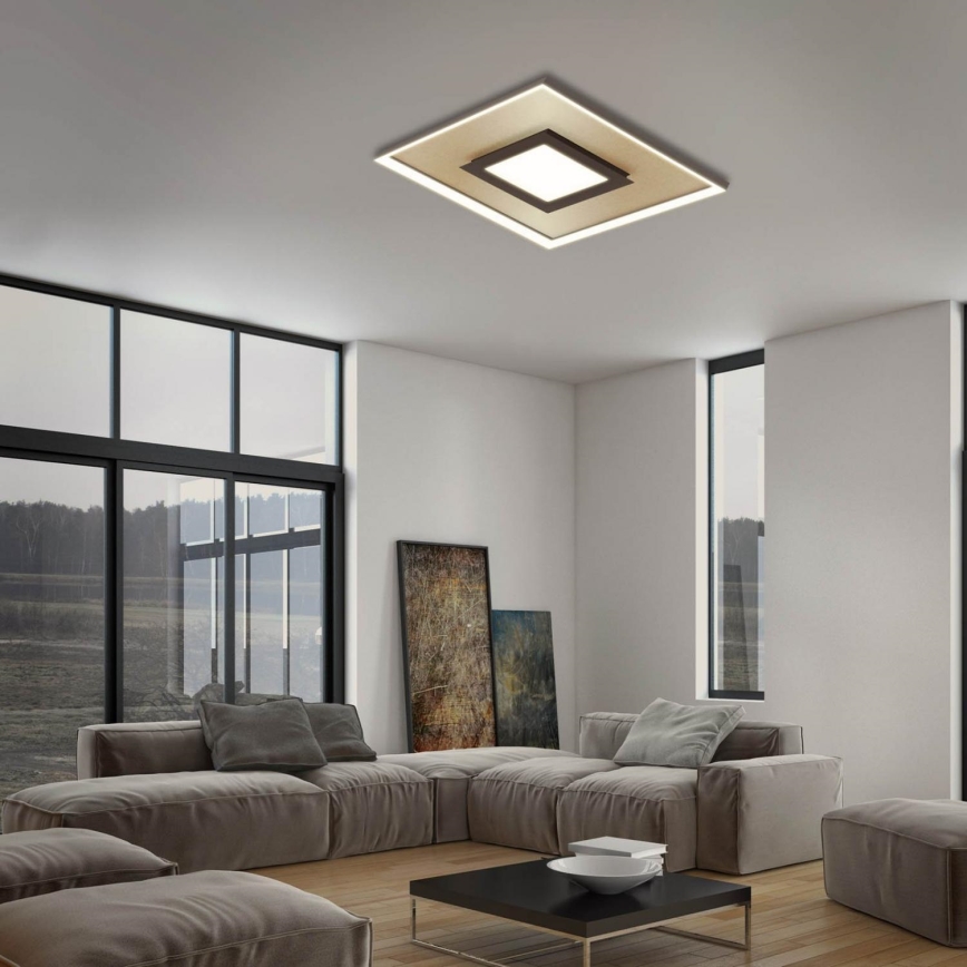Briloner 3641-017 - Светодиодный потолочный светильник с регулированием яркости FRAME LED/30W/230V 2700-6500K золотистый + дистанционное управление