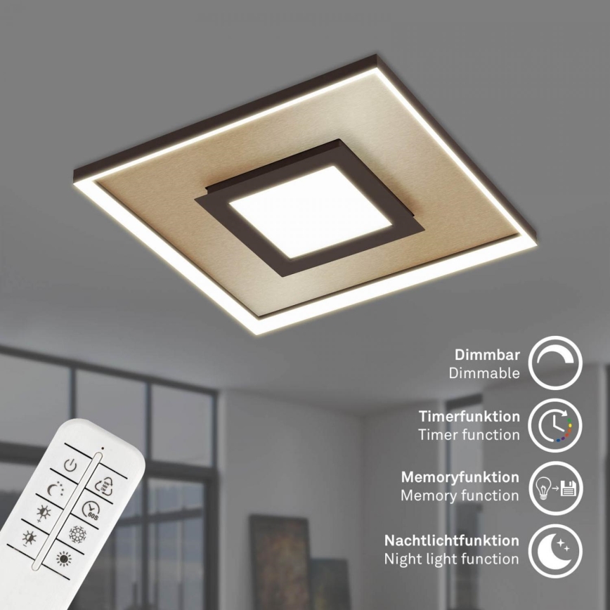Briloner 3641-017 - Светодиодный потолочный светильник с регулированием яркости FRAME LED/30W/230V 2700-6500K золотистый + дистанционное управление