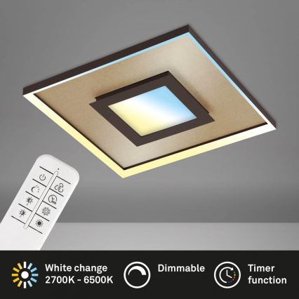 Briloner 3641-017 - Светодиодный потолочный светильник с регулированием яркости FRAME LED/30W/230V 2700-6500K золотистый + дистанционное управление