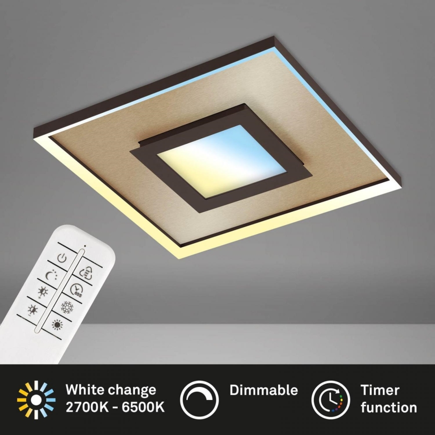 Briloner 3641-017 - Светодиодный потолочный светильник с регулированием яркости FRAME LED/30W/230V 2700-6500K золотистый + дистанционное управление