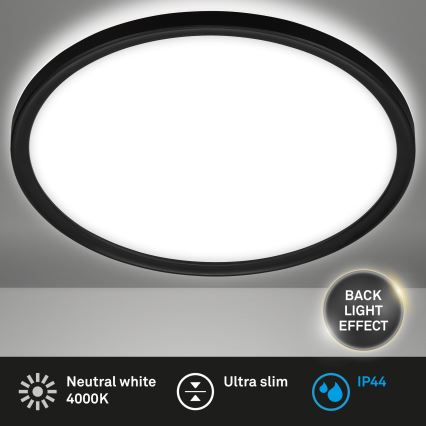 Briloner 3642-415 - Світлодіодний стельовий світильник для ванної кімнати SLIM LED/19W/230V діаметр 29 см IP44 чорний