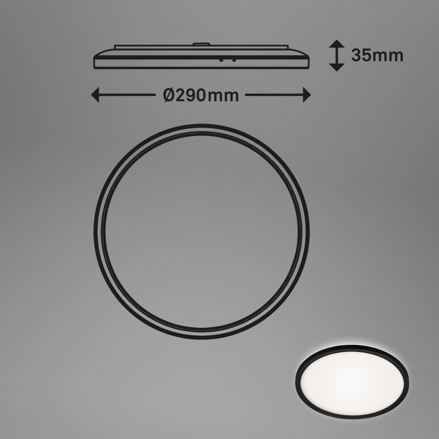 Briloner 3642-415 - Світлодіодний стельовий світильник для ванної кімнати SLIM LED/19W/230V діаметр 29 см IP44 чорний