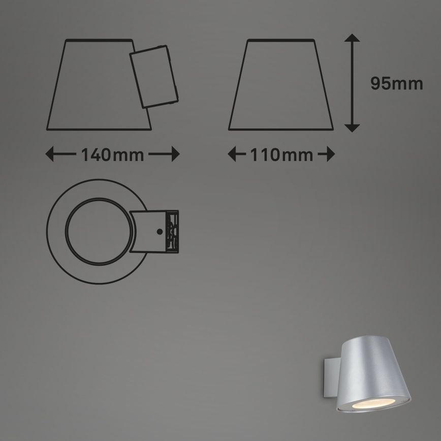 Briloner 3645-014 - Уличный светодиодный настенный светильник NEAPEL 1xGU10/4,9W/230V IP44