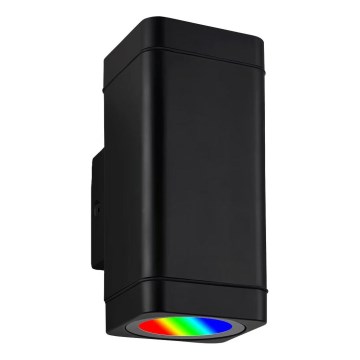 Briloner 3675-025 - LED RGBW Вуличний настінний світильник з регулюванням яскравості 2xLED/8,5W/230V 3000-6500K Wi-Fi Tuya IP44 чорний