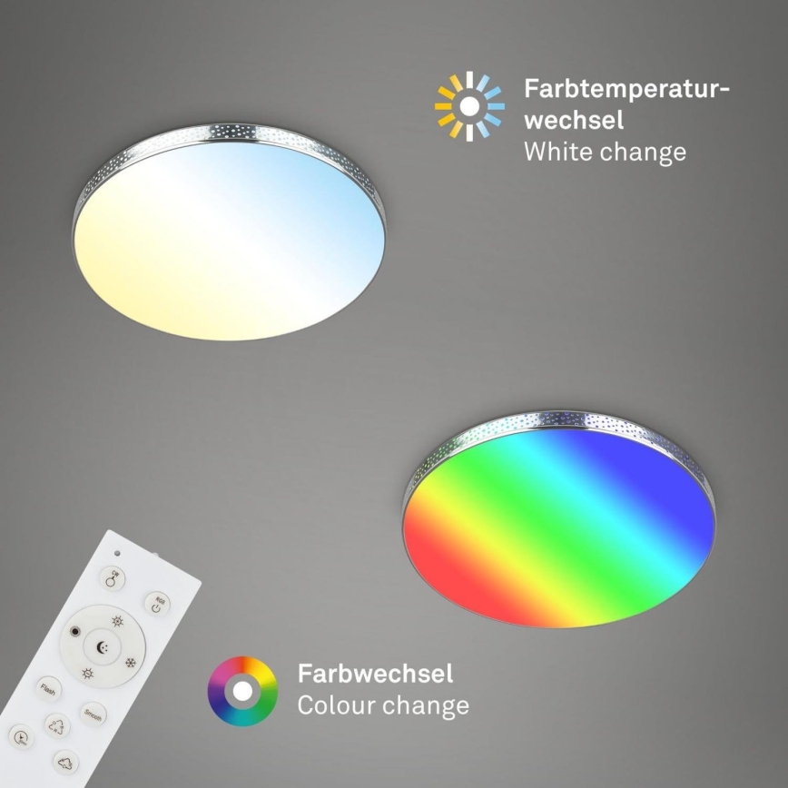Briloner 3679-018 - LED RGB Стельовий світильник для ванної з регулюванням яскравості MAGA LED/18,5W/230V 3000-6500K діаметр 35,5 см + пульт дистанційного керування