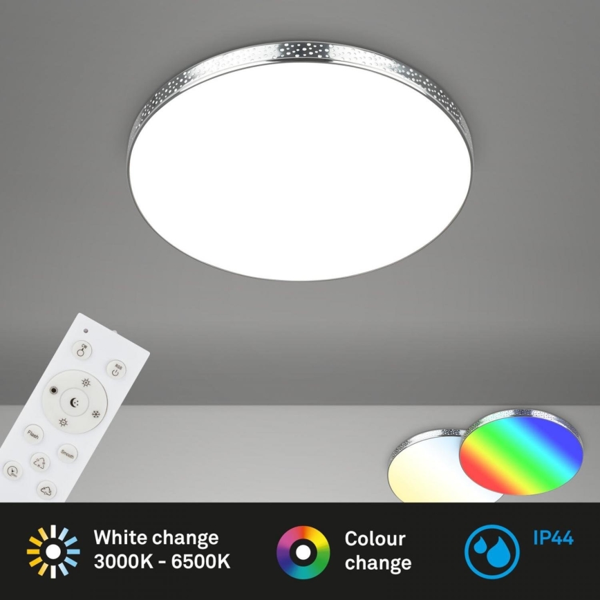 Briloner 3679-018 - Светодиодный потолочный RGB-светильник для ванной комнаты с регулированием яркости MAGA LED/18,5W/230V 3000-6500K диаметр 35,5 см + дистанционное управление