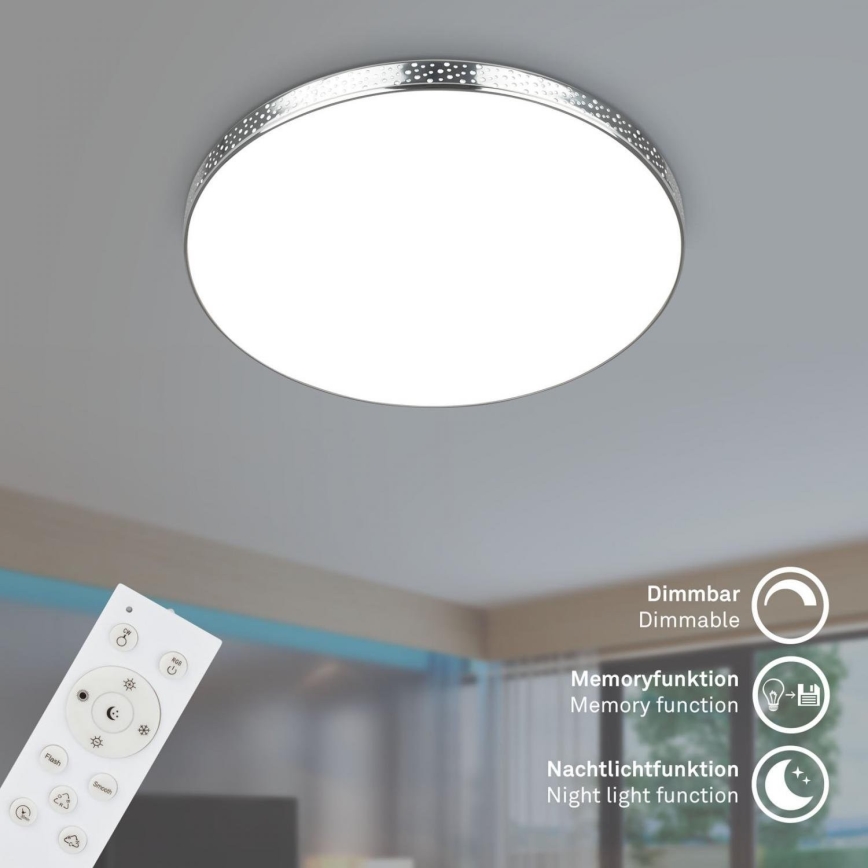 Briloner 3679-018 - Светодиодный потолочный RGB-светильник для ванной комнаты с регулированием яркости MAGA LED/18,5W/230V 3000-6500K диаметр 35,5 см + дистанционное управление