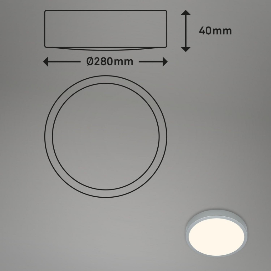 Briloner 3700-014 - Стельовий LED світильник RUNA LED/16W/230V 3000K діаметр 28 см срібний