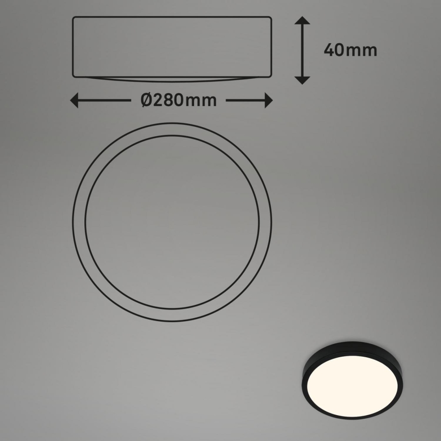 Briloner 3700-015 - Светодиодный потолочный светильник RUNA LED/16W/230V 3000K диаметр 28 см черный