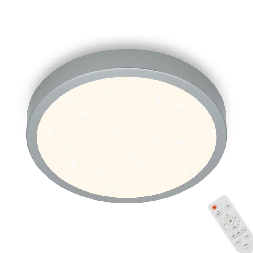 Briloner 3701-014 - Светодиодный потолочный светильник с регулированием яркости RUNA LED/18W/230V 2700-6500K серебристый + дистанционное управление