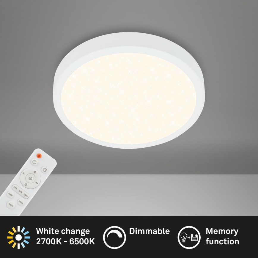 Briloner 3701-016 - Светодиодный потолочный светильник с регулированием яркости RUNA LED/18W/230V 2700-6500K белый + дистанционное управление