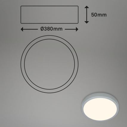 Briloner 3703-014 - Стельовий LED світильник RUNA LED/24W/230V 3000K діаметр 38 см срібний