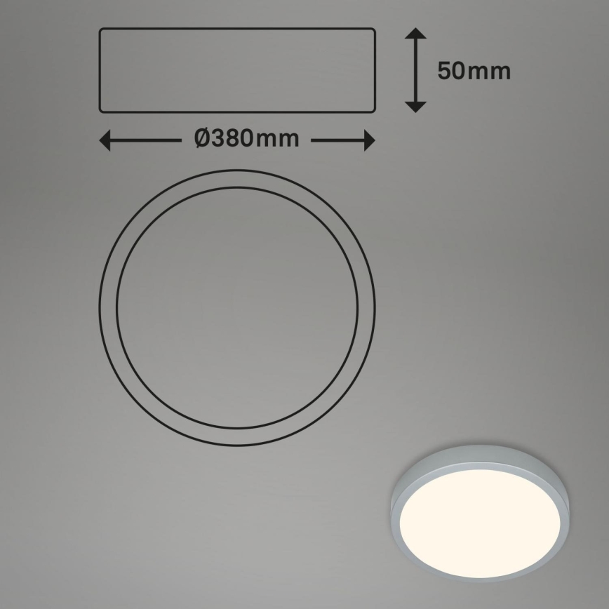 Briloner 3703-014 - Стельовий LED світильник RUNA LED/24W/230V 3000K діаметр 38 см срібний