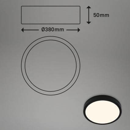Briloner 3703-015 - Стельовий LED світильник RUNA LED/24W/230V 3000K діаметр 38 см чорний