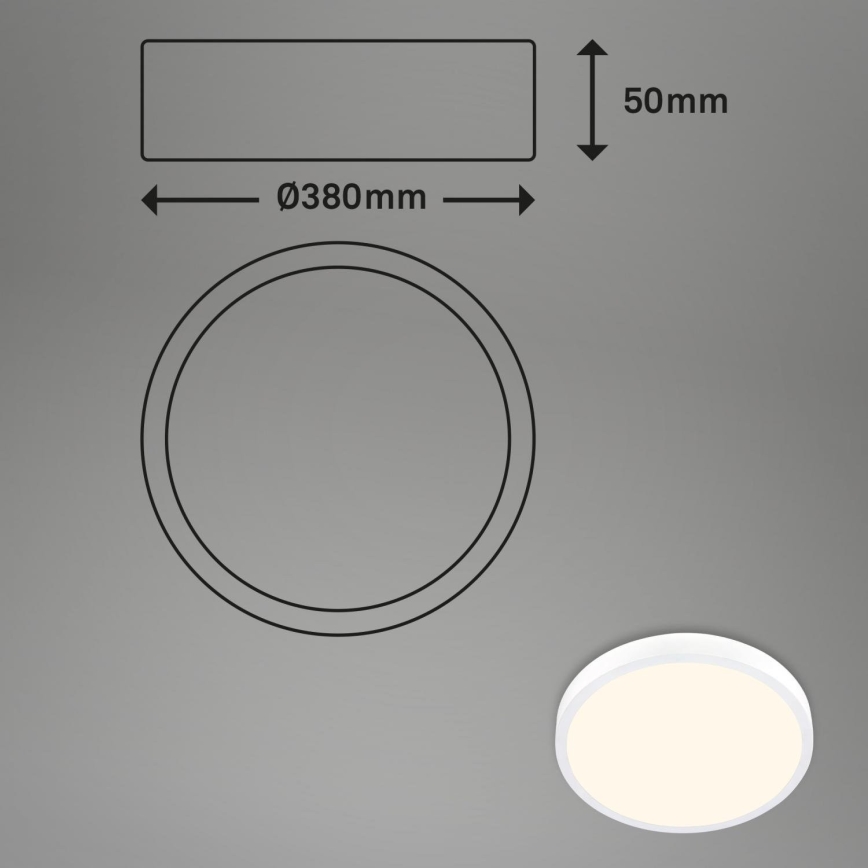 Briloner 3703-016 - Стельовий LED світильник RUNA LED/24W/230V 3000K діаметр 38 см білий