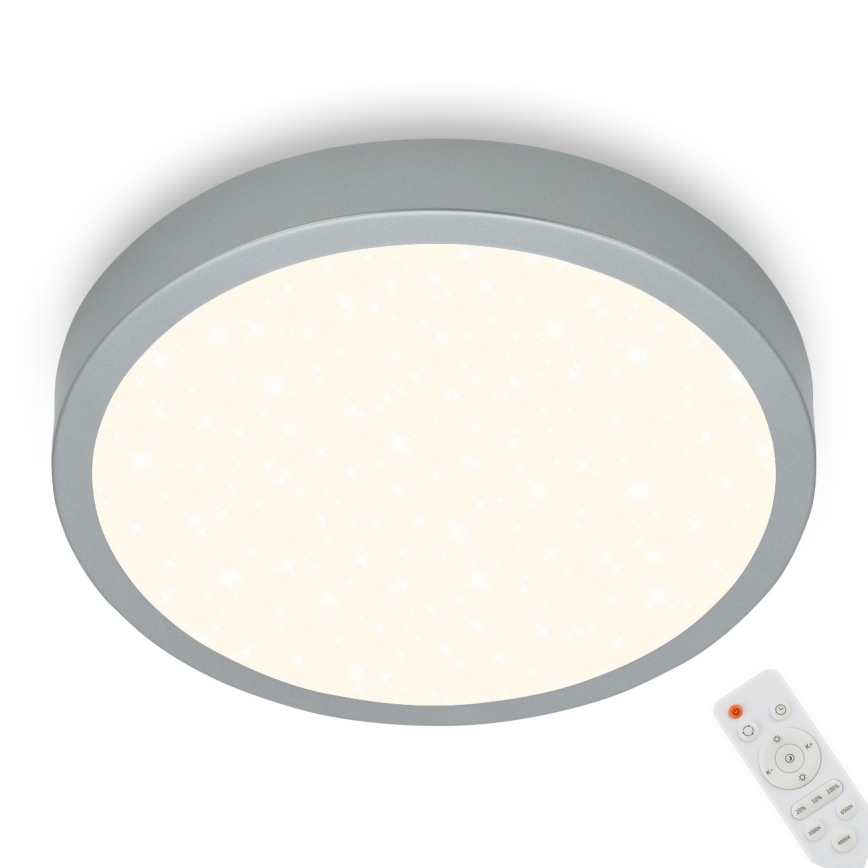 Briloner 3704-014-Светодиодный потолочный светильник с регулированием яркости RUNA LED/22W/230V 2700-6500K серебристый + дистанционное управление