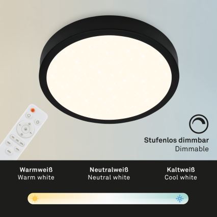 Briloner 3704-015 - Светодиодный потолочный светильник с регулированием яркости RUNA LED/22W/230V 2700-6500K черный + дистанционное управление