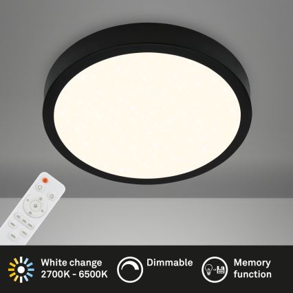 Briloner 3704-015 - Светодиодный потолочный светильник с регулированием яркости RUNA LED/22W/230V 2700-6500K черный + дистанционное управление
