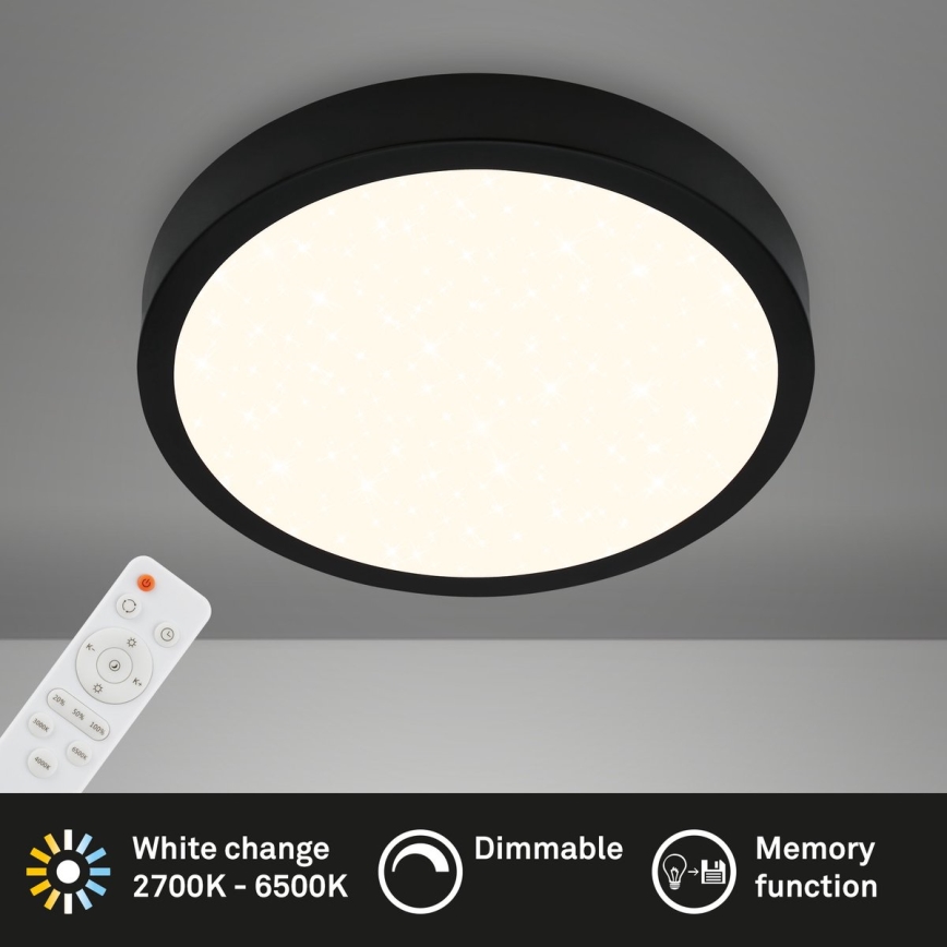 Briloner 3704-015 - Светодиодный потолочный светильник с регулированием яркости RUNA LED/22W/230V 2700-6500K черный + дистанционное управление