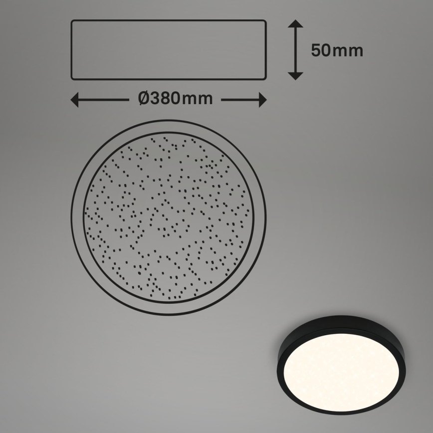 Briloner 3704-015 - Светодиодный потолочный светильник с регулированием яркости RUNA LED/22W/230V 2700-6500K черный + дистанционное управление