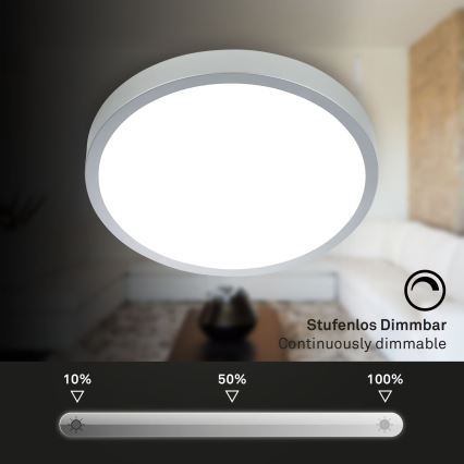 Briloner 3709-014 - Стельовий RGBW-світильник з регулюванням яскравості LED/22W/230V 4000K діаметр 38 см срібний + пульт дистанційного керування