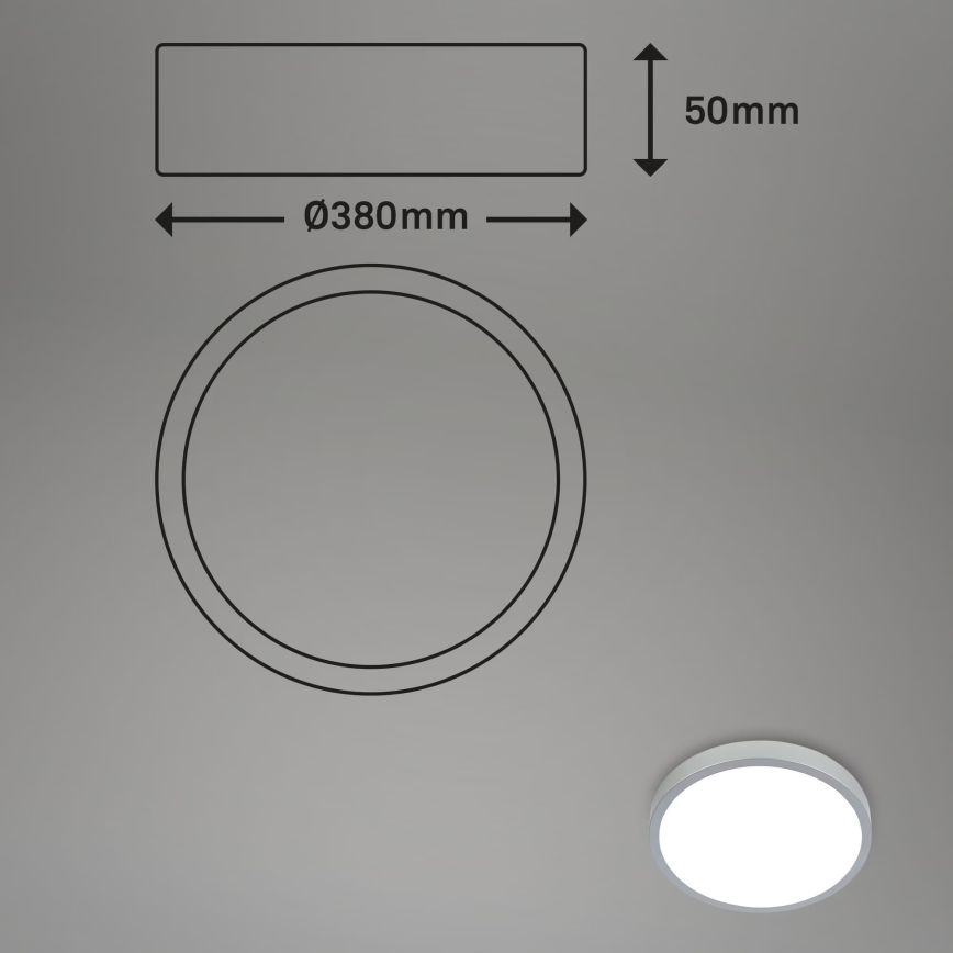 Briloner 3709-014 - Стельовий RGBW-світильник з регулюванням яскравості LED/22W/230V 4000K діаметр 38 см срібний + пульт дистанційного керування