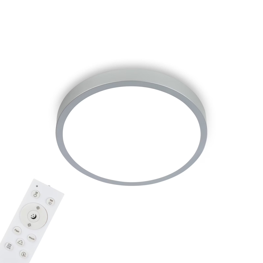 Briloner 3709-014 - Светодиодный потолочный RGBW-светильник с регулированием яркости LED/22W/230V 4000K диаметр 38 см серебристый + дистанционное управление
