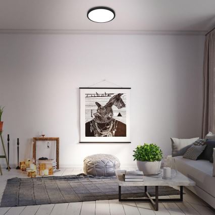 Briloner 3709-015 - Стельовий RGBW-світильник з регулюванням яскравості LED/22W/230V 4000K діаметр 38 см чорний + пульт дистанційного керування