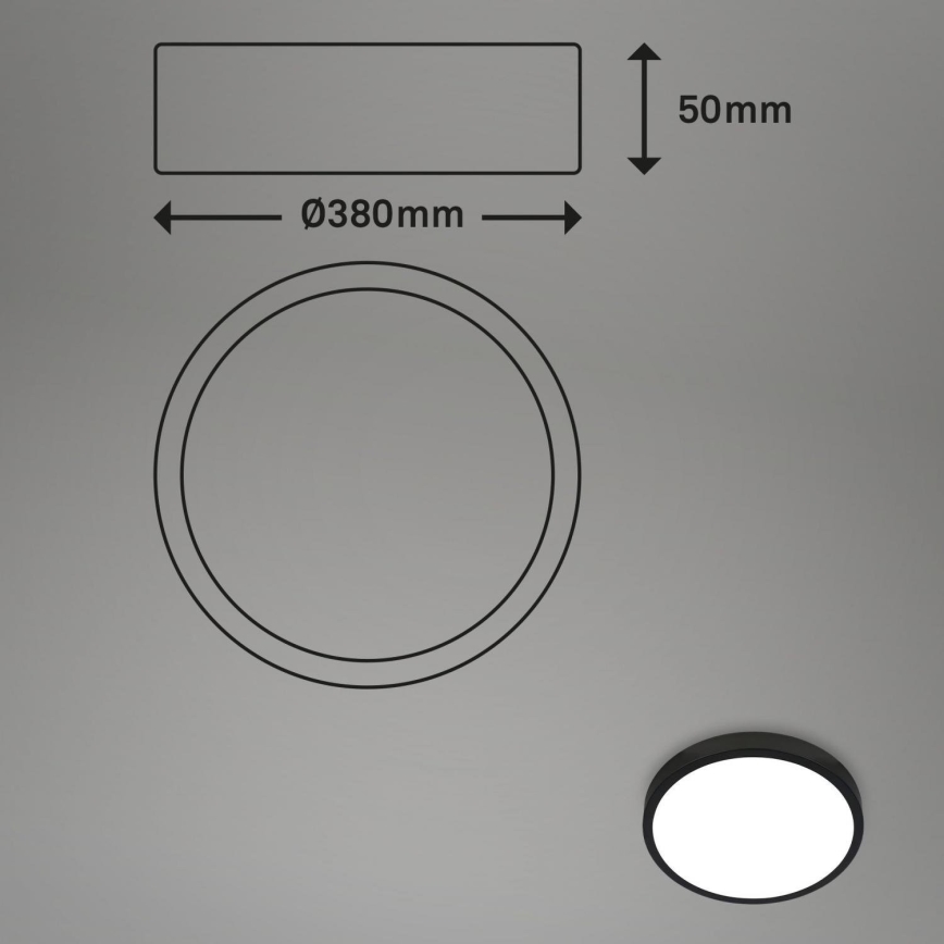 Briloner 3709-015 - Стельовий RGBW-світильник з регулюванням яскравості LED/22W/230V 4000K діаметр 38 см чорний + пульт дистанційного керування